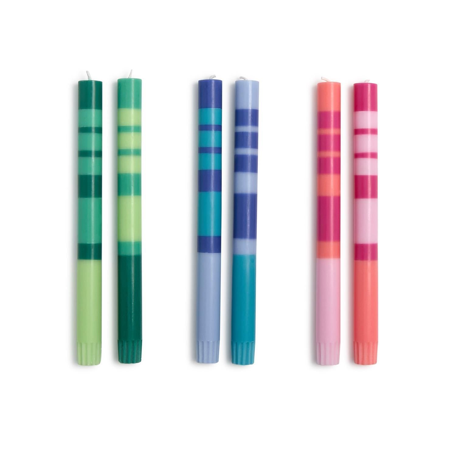Stripe & Glow Set/2 Taper Candles