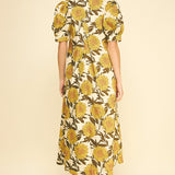 Golden Sunflower Midi Dress
