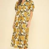 Golden Sunflower Midi Dress