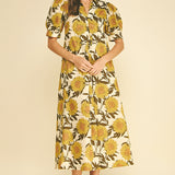 Golden Sunflower Midi Dress