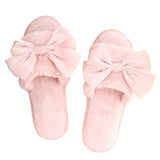 Plush Bow Slippers