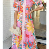 Las Floral Striped Midi
