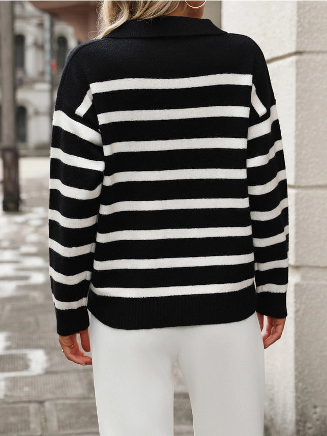 Turndown Collar Knit Sweater