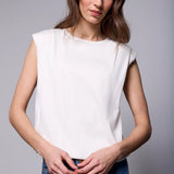 Shoulder Pad Bubble Hem Muscle Tee
