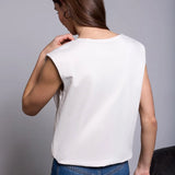 Shoulder Pad Bubble Hem Muscle Tee