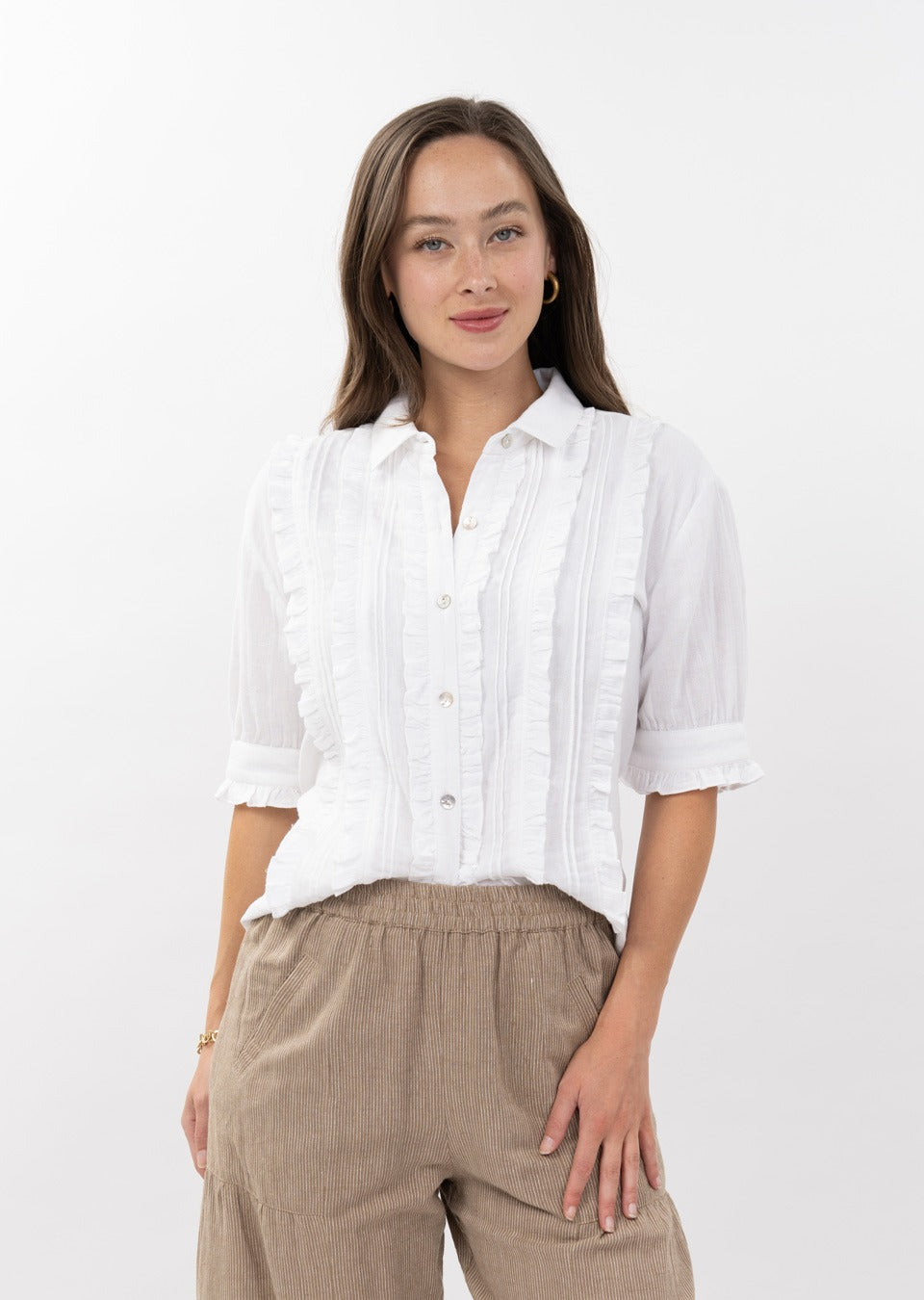 Stella Ruffle Button Down Blouse
