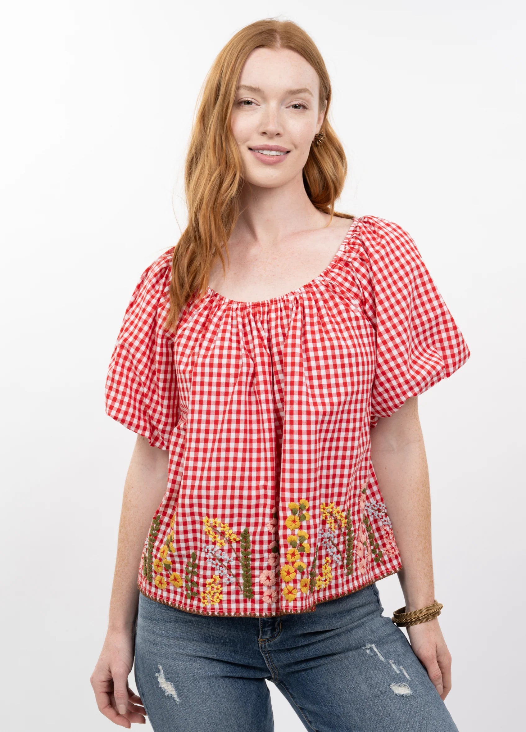 Gingham & Floral Top