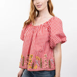 Gingham & Floral Top