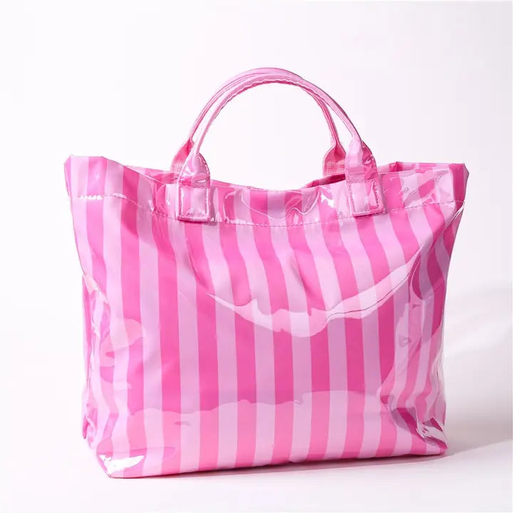 Large Stripe Vinyl Tote