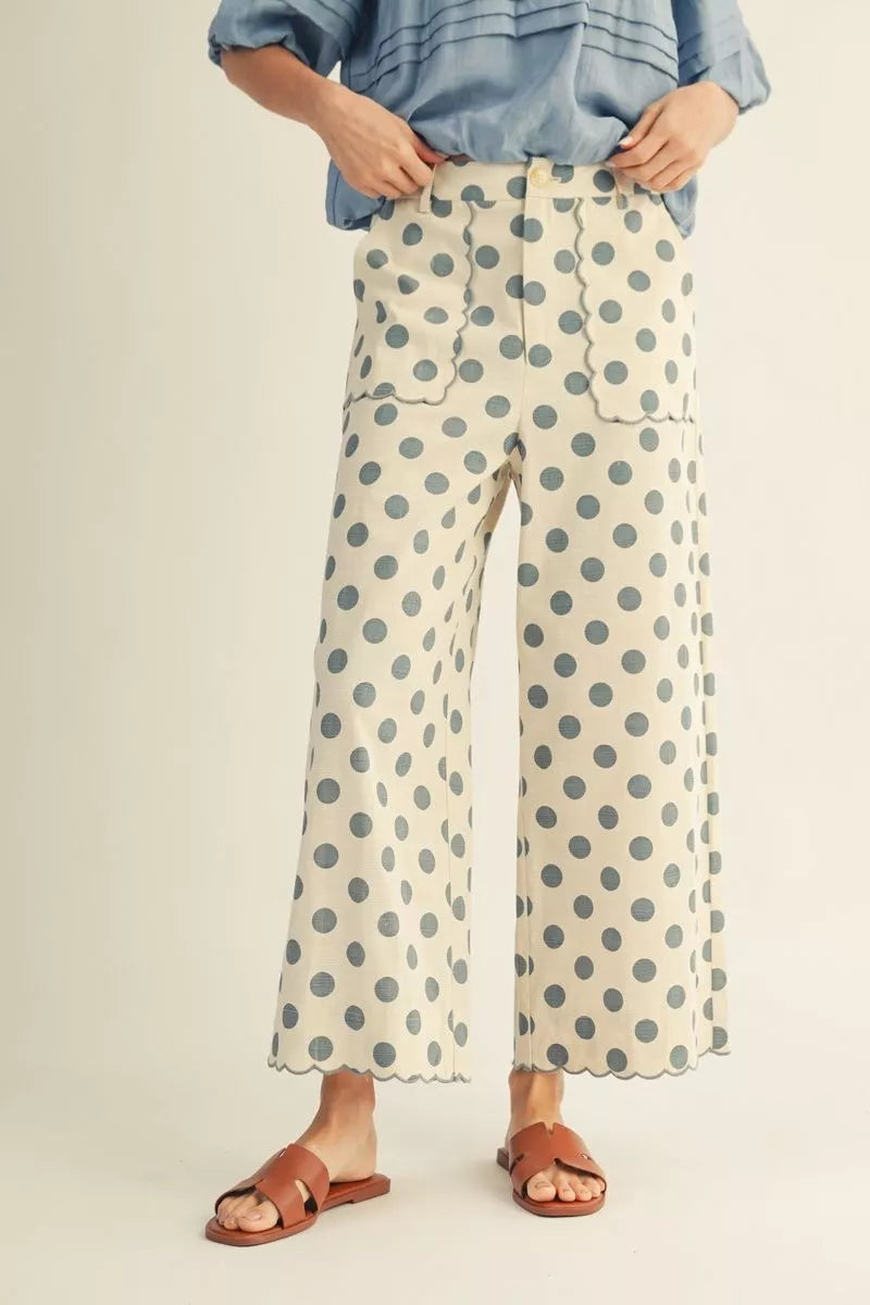 Scalloped Polka Dot Pants