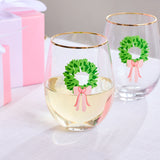 Stemless Holiday Wine Glasses