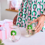 Stemless Holiday Wine Glasses