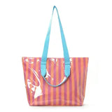Dual Handled Large Striped Vinyl Tote