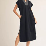 Drop Shoulder Midi Dress