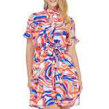 Color Swirl Ruffle Dress