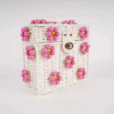 Daisy Flower Wicker Bucket Purse