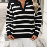 Turndown Collar Knit Sweater