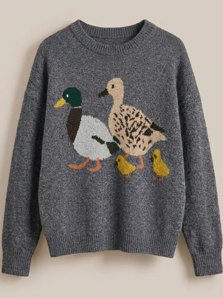 Mallard Duck Intarsia Knit Sweater