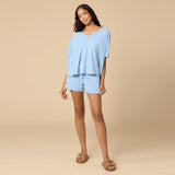 Terry Relaxed V-Neck with Short Set