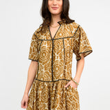 Shell Stitched Trim Mini Dress