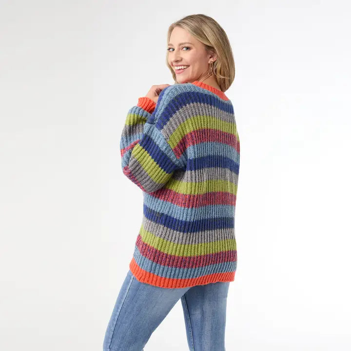 Ronado Multi Stripe Crew Neck Sweater