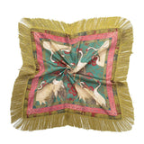 Fringed Floral Crane Scarf
