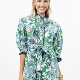 Blue Garden Ruffle Dress