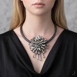 Chunky Silver Crystal Pendant Collar