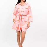 Embroidered Fish Shirt Dress