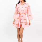 Embroidered Fish Shirt Dress