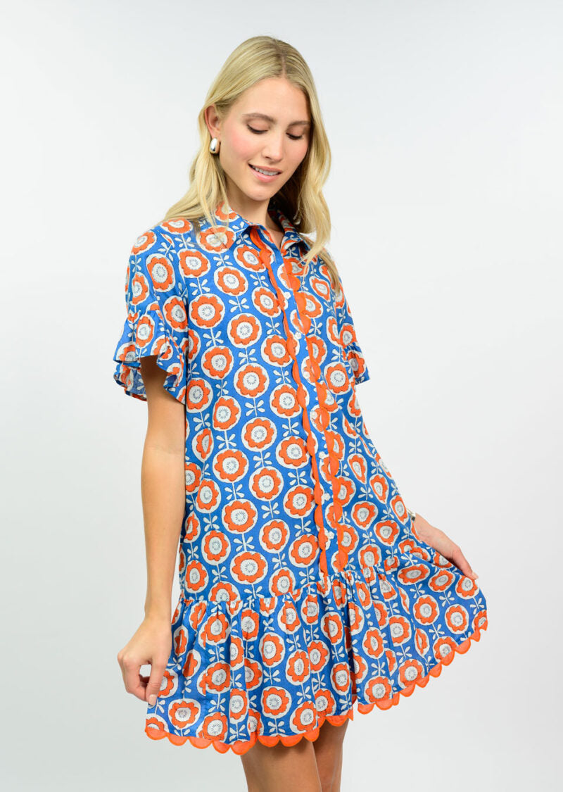 scalloped shirt dress Chocolate Scalloped Hem Broderie Midi Shirt Dress