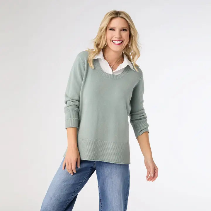 Jensen Sweater With Woven Collar