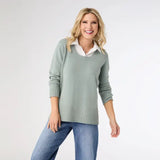 Jensen Sweater With Woven Collar