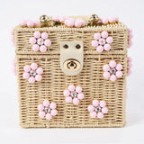 Daisy Flower Wicker Bucket Purse