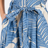 Palm Print Short Sleeve Dress