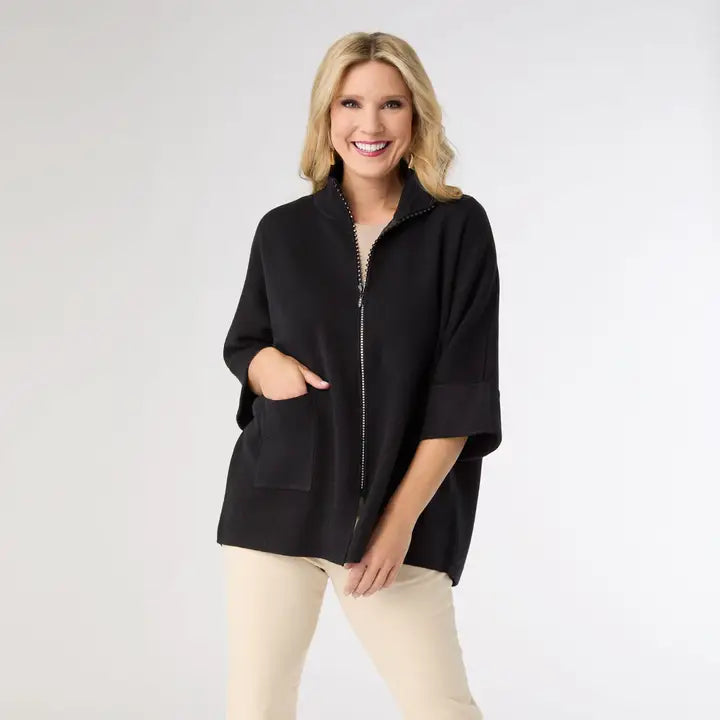 Heavenly Luxe Rhinestone Zip Cardigan