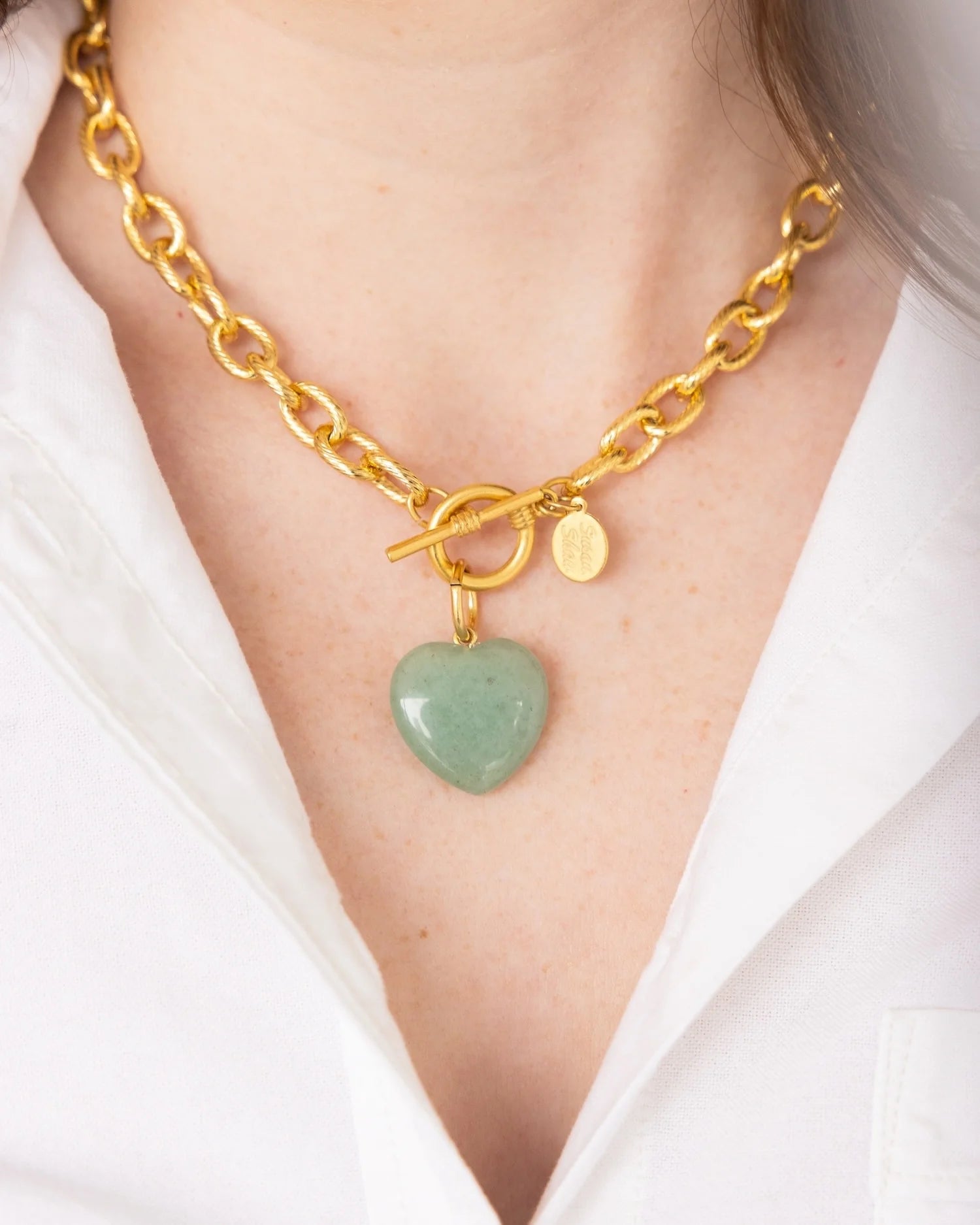 Stone Heart Toggle Necklace