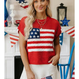 Flag Short Sleeve Sweater Top