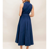 The Lila Solid Woven Midi Dress