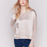 Satin Front Long Sleeve Top