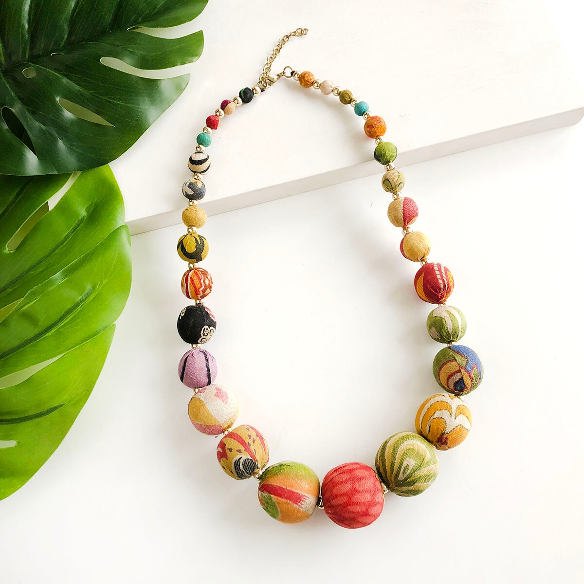 Kantha Graduated Bead Statement Necklace