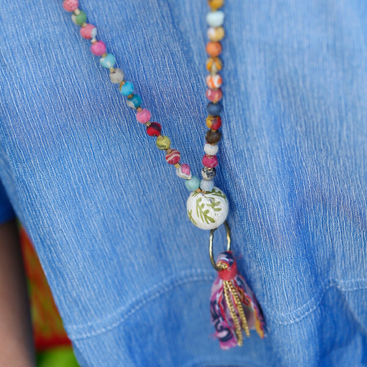 Kantha Tassel Necklace 2695