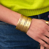 Etched and Banded Gold Cuff