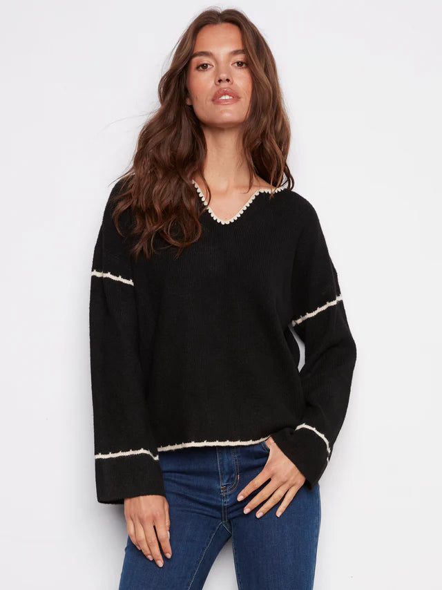 Embroidered Ribbed Sweater