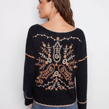 Embroidered Ribbed Sweater