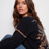 Embroidered Ribbed Sweater