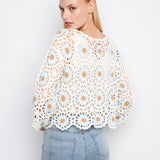 Tori Crochet Flower Sweater