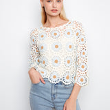Tori Crochet Flower Sweater