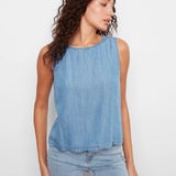 Tencel Sleeveless Scalloped Top