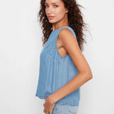 Tencel Sleeveless Scalloped Top